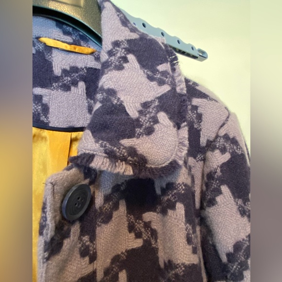 Boden Purple Houndstooth Wool Coat with Gold Satin Lining - Picture 2 of 9